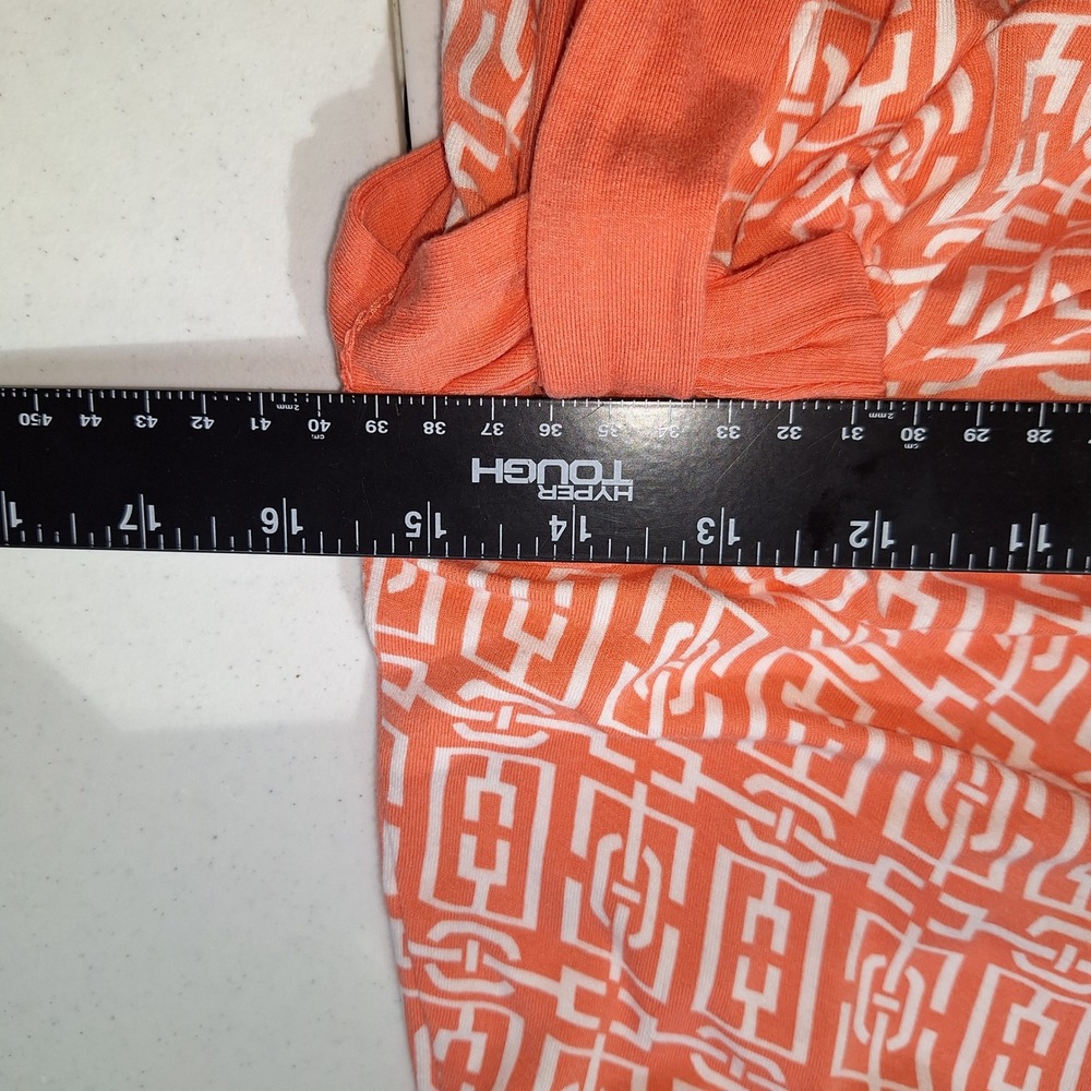 Midi Dress Resort Wear Retro New York & Company Stretch Faux Wrap Peach Orange L - Picture 8 of 11